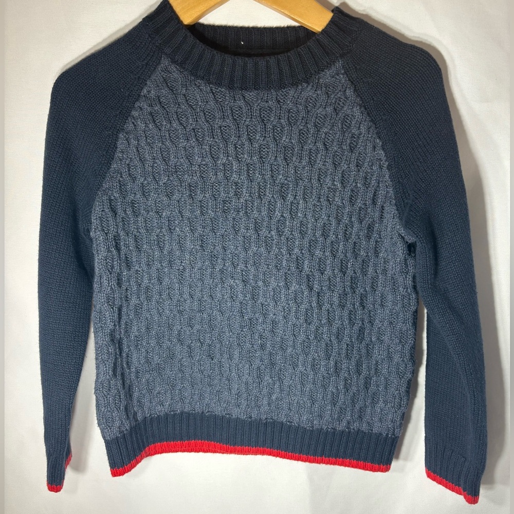 Cherokee Kids Boys 4T Navy, Blue Gray and  Red Crewneck Knitted Sweater